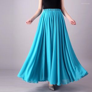 Rokken Mode Grote Rode Rok Zomer 2023 Lente Tij Hoge Taille Dunne Chiffon Strand Lange Dames Koreaanse Kleding