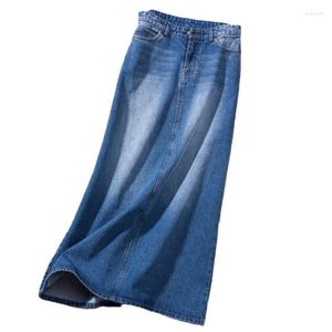 Jupes Mode Longue Casual Denim Jupe Dames Printemps Automne Bleu Taille Haute Maxi Lâche Femmes Jeans