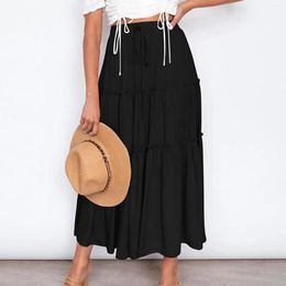 Rokken Mode Maxi Vrouwen Zomer Elastische Hoge Taille Geplooide Lange Rok Vrouwelijke Herfst Swing Streetwear Plus Size Faldas Para Mujer