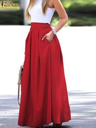Jupes mode plissée Maxi jupes femmes printemps robe d'été ZANZEA décontracté taille haute longue Vestidos femme solide Faldas Saia 230508