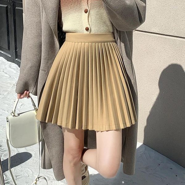 Faldas Mini falda plisada a la moda para mujer, cintura alta, otoño e invierno, combina con todo, Sexy, ajustada, corta, 2024