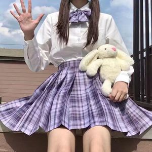 Rokken mode zomer dames mini Japan stijl school geplooide rok voor meisjes hoge taille plaid schattige boog vrouwelijke studenten 230310