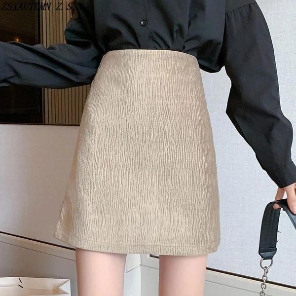 Jupes Mode Vintage Demi-jupe Femmes Automne Hiver Coréen A-ligne Sexy Courte Taille Haute Fille Mince Mini Hip Wrap