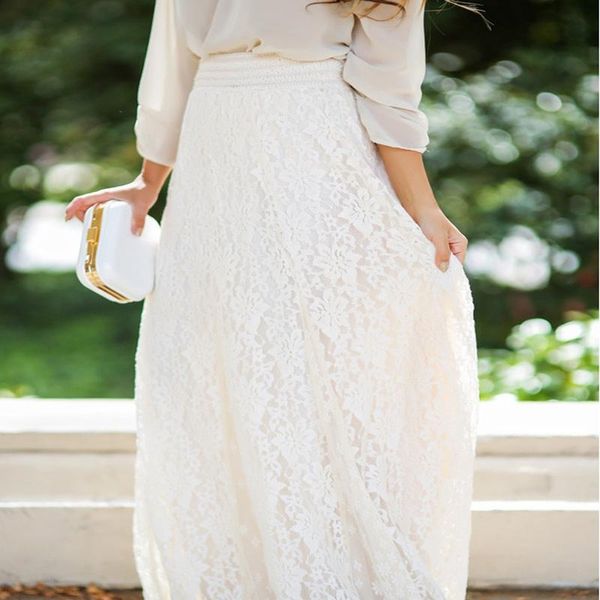 Jupes Mode Blanc Argent Taille Haute Party Wear Maxi Femme Style Plissé Femmes Dames Longue Jupe D'été 2023