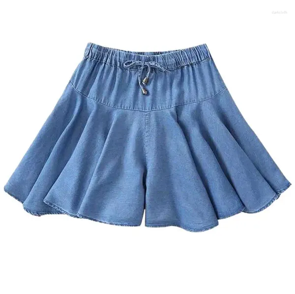 Faldas de moda pantalones pantalones cortos de falda de pierna coreana con cintura alta de cintura ruffle 2024 jeans sexy azules negros 5xl 6xl