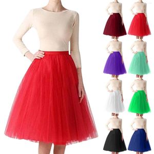 Faldas Moda Mujer Una línea Sheer Tulle Tutu Falda Boda Fiesta Prom Princesa Vendaje Malla Baile