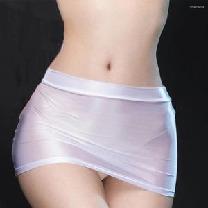 Faldas de moda mujeres brillantes elásticos fortaleza la cintura baja corta corta llingerie clubwear damas sexy mini falda