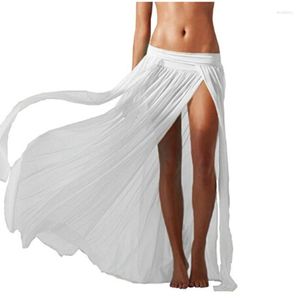 Jupes Mode Femmes Jupe Sexy Fente Latérale Plage Solide Couleurs D'été Long Maxi Laissé Net Fil Femelle