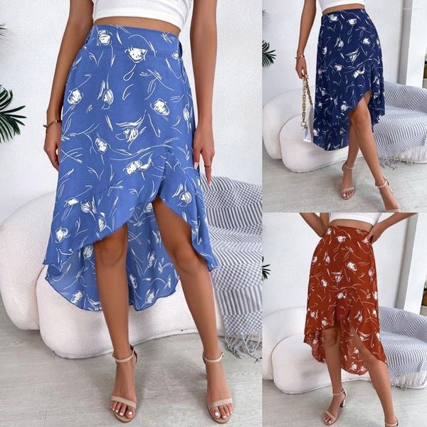 Faldas moda mujer verano Swing falda suelta Sexy Casual estampado patrón playa elegante estético corto para mujer Faldas