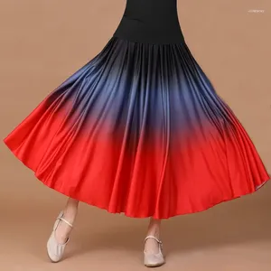 Jupes femelles jupe en mousseline de mousseline enveloppe écharpe longue ballet dame patchwork imprimer dance haute taille élastique plissée Q376