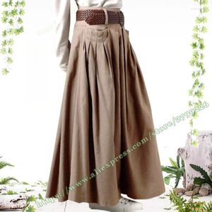 Faldas femenino talla grande planta casual vintage estilo retro algodón y lino grandes pliegues de bolsillo plisado maxi maxi larga mujer 2024