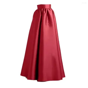 Jupes évasées jupe trapèze longue avec poches élégant Vintage Satin Maxi taille haute pour les femmes automne