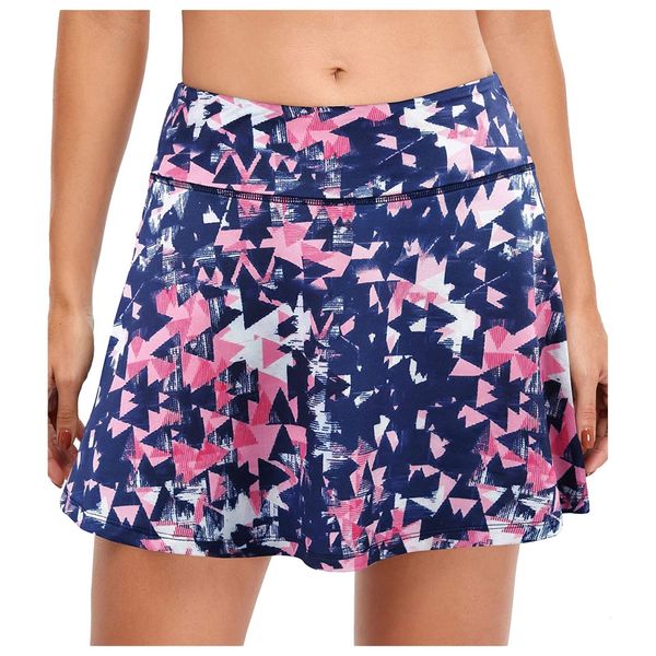 Jupes Floral Print Athlétisme Géométrique Golf Einfarbig Exercice Volleyball Tennis Running Skort Sports Fitness Skort 4 230410