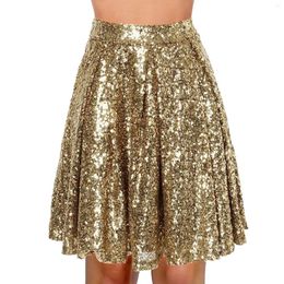 Jupes pour femmes Summer Plus taille haute taille plissée en jupe courte solide en vrac de sequins pour femmes faldas para mujeres