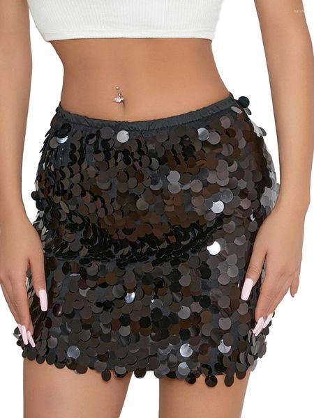 Jupes fufucaillm femmes paillettes scintillantes mini bodycon paillettes paillettes jupe pour les événements de fête de carnaval fêtes