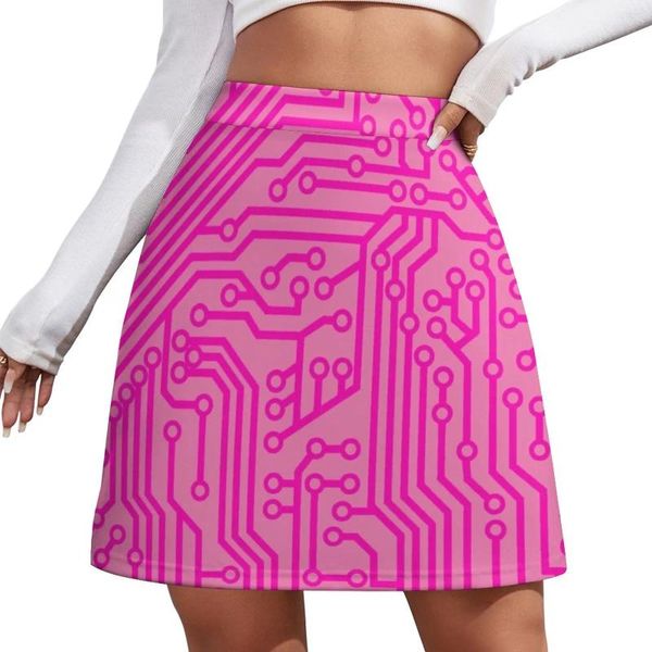Jupes Geely Pink Circuit Board Pattern Mini Jupe pour femmes 2024 Shorts