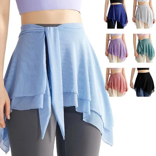 Faldas Niñas Falda de baile asimétrica Mujeres Malla Ballet Wrap Skate sobre bufanda Dropship