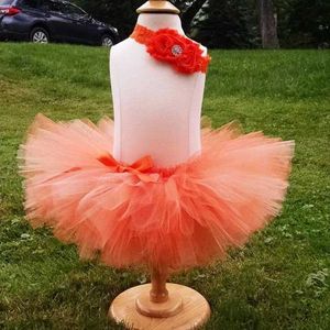 Jupes filles orange crochet tutu jupes baby moelleuse tulle ballet petsiskirts avec arc ruban et bandeau de fleur
