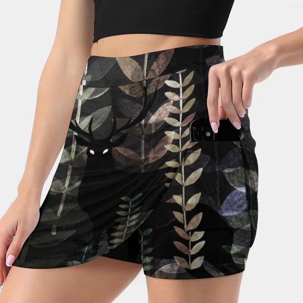 Jupes Glass Forest Jupe de sport pour femme avec poche Fashion Style coréen 4Xl Dark Night Wood Trees