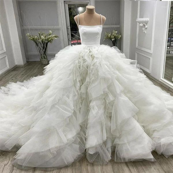 Faldas Precioso Volumen muy completo Tutu Tulle Nupcial Volantes-Dobladillo A-Line Mujeres Maxi Imagen real Falda hecha a medida