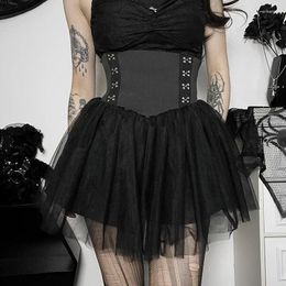 Jupes Goth Lolita robe de bal jupe femmes Harajuku Fairycore Grunge taille haute maille Corset Streetwear Y2k e-girl Clubwear