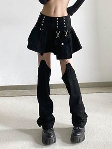 Jupes Goth salopette mini jupe y2k détachable lâche été vintage rue femmes style coréen tenue décontractée punk 230303