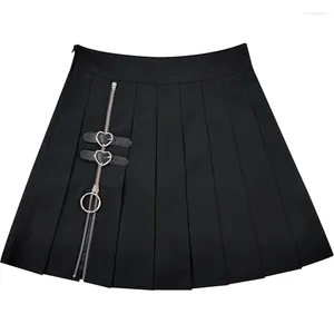 Rokken Gothic Zwart Geplooide Mini Rok Vrouwen Skort Punk Rits Hoge Taille Zomer Kawaii Mode 2024 Esthetische Tennis Shorts