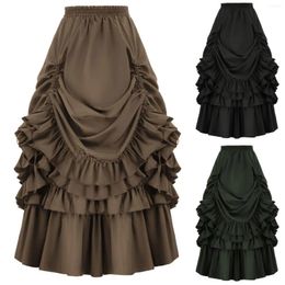 Rokken Gothic Donkere Vintage Stijl Hoge Taille Korte Voorkant Achterkant Lange Onregelmatige Ruche Rand Gesplitste Rok Voor Damesmode