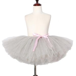 Jupes Gris Filles Tutu Jupe Moelleux À La Main Enfants Tulle Enfants Ballet Danse Pettiskirt Bébé Fille Fête D'anniversaire 1-14236j