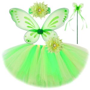 Rokken groene fee tutu rok voor meisjes jungle bos elven kostuums met vleugels kinderen kerst Halloween Outfits Princess Ballet Tutus Y240522