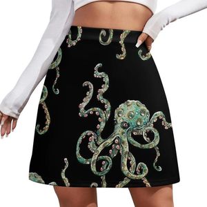 Rokken groene octopus!Mini rok vrouwen kleding Koreaanse stijl kleding 2024 satijn in