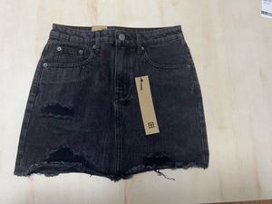 Rokken grijze rand dezelfde lente zwart verbrand Ragged Ksubi denim zomer korte rok meisje