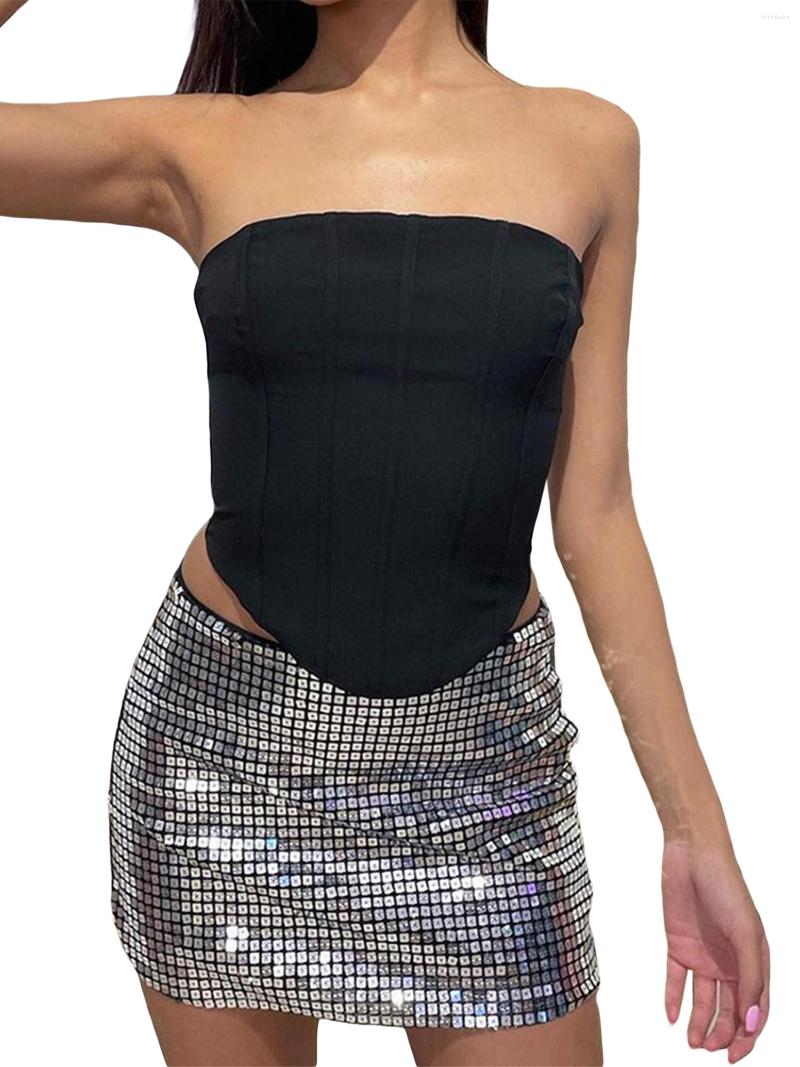 Faldas Gulirifei Minifalda Sexy para Mujer, Cintura Baja, metálica, Ajustada, Ropa de Club Ajustada de Verano para Fiesta (Plata M)