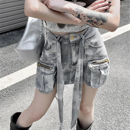 Rokken GUUZYUVIZ Camouflage Cargo Denim Rok vrouwen Zomer Retro Werkkleding Ritsvak Femme Hoge Taille Korte Jeans