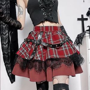 Rokken Harajuku Meisjes Lolita Gothic Rok Vrouwen Retro Kant Taart Moe Streetwear Mini Punk Zoete Kawaii Kleding Cosplay Kostuum