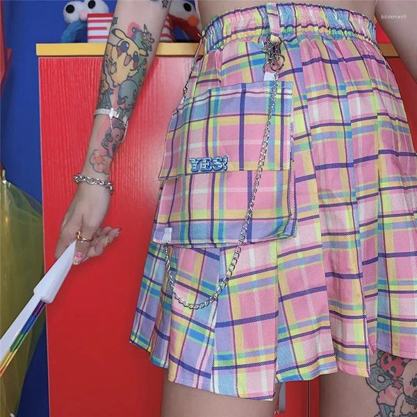 Jupes harajuku plaid femmes kawaii hautes taies a-ligne plissée mini uniforme scolaire japonais coréen coréen