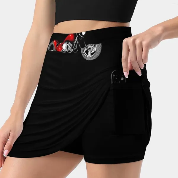 Jupes hd softail moto jupe féminine rouge avec cachette de poche de poche de golf badminton