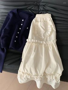 Jupes jupe beige de haute qualité 2000S esthétique mori girl imprimé vintage classique confortable A-line ins printemps été