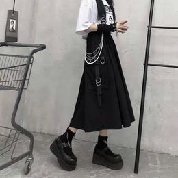 Jupes taille haute Cargo femme Harajuku 2023 ample Aline poche Midi longue jupe noire Hip Hop mode Streetwear surdimensionné 230703