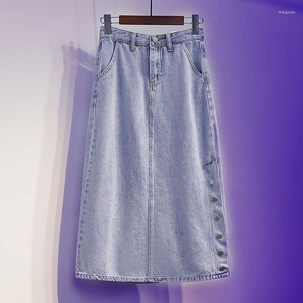 Jupes taille haute Denim jupe femmes été fendu a-ligne longue grande taille 5xl Slim Wrap hanche Streetwear Jeans décontractés femmes