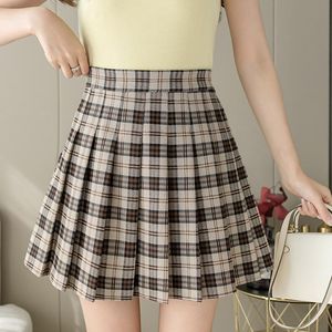 Jupes taille haute plissée à carreaux a-ligne femme Harajuku Kawaii Mini jolies filles japonais école jupe uniforme étudiant femmes