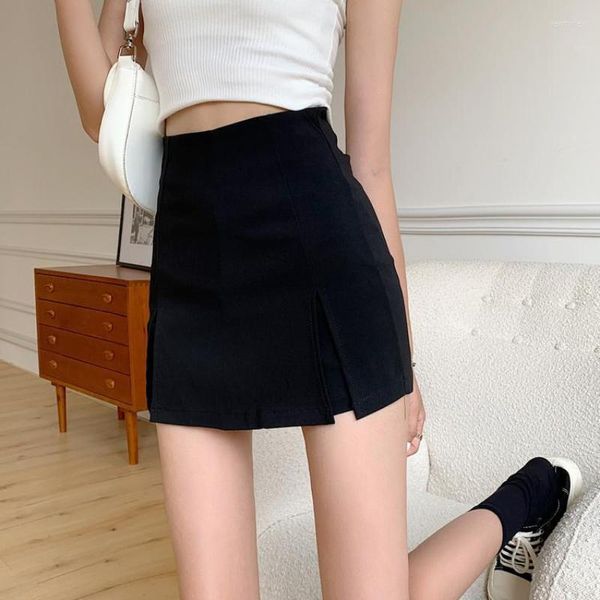 Jupes taille haute jupe pour femmes fente Sexy Mini Shorts Hip Wrap Culottes coréen élégant crayon une ligne pantalon noir