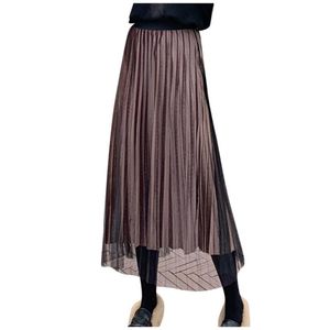 Rokken hoge taille vrouwen solide elegante sexy gesplitste slanke high hight gold fluwelen rok maas splitsen lange middenkalf 202122