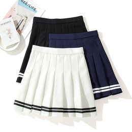 Rokken High Tailed Elastic Pink Fairy Grunge Black Mini Ploeged Woman Fashion Summer Cleren School Girl Uniform 230325