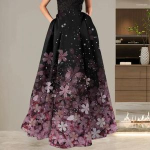 Rokken Lange rok met hoge taille Polyester Spandex Boheemse bloemenprint Maxi voor dames Hoge taille A-lijn Grote schommel Zacht