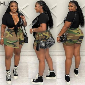 Rokken Hlj S3xl Camouflage Onregelmatige Shorts Rokken Vrouwen Rits Terug Rechte Rok Broek Zomer Mode Camo Mini Shorts Kleding 2023