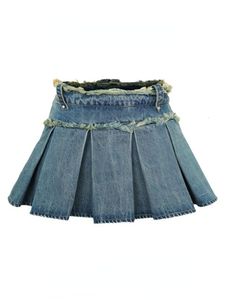 Rokken HOUZHOU Streetwear Plooirok Denim Vrouwen Sexy Y2k Mini Rok Zomer Chic Hoge Taille Koreaanse Mode Slanke Esthetische Harajuku 230707