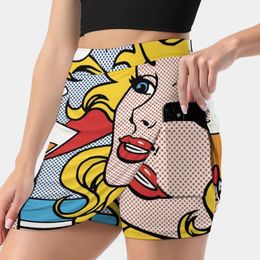 jupes Je suis une sorte cosmopolite de fille ! Lichtenstein Inspired Girl Jupe pour femme Esthétique Fashion Short