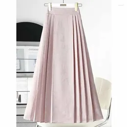 Les jupes améliorent la demi-jupe plissée des femmes 2024 Spring été Style National Style Femelle haute taille polyvalente