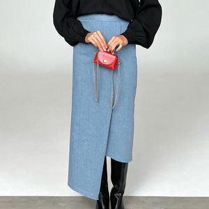 Rokken onregelmatige maxi denim rok dames lange Jean vrouwelijke Koreaanse blauwe midi asymmetrische zomer vrouwen 2023 faldas largas